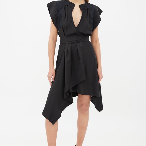 ISABEL MARANT Georgette Lief Black Wrap Dress - Picture 1 of 10